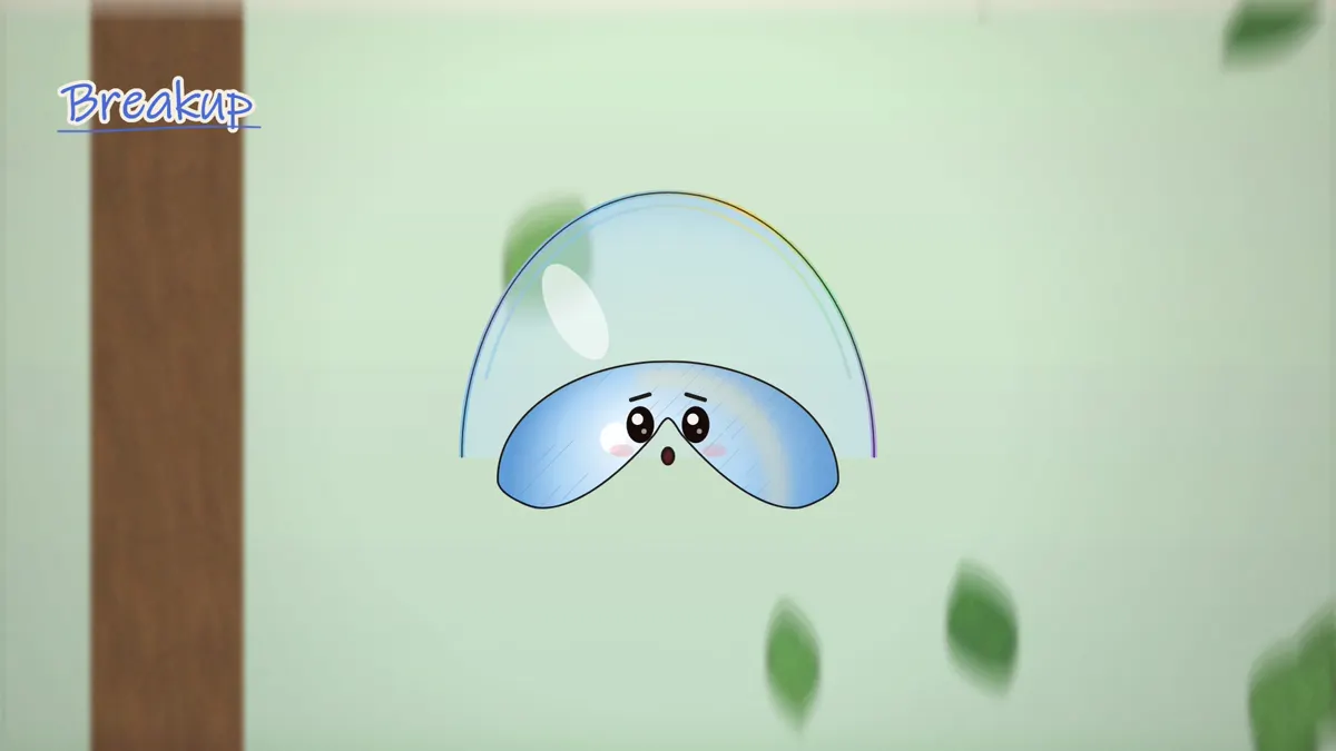 Large raindrop puffed into a parachute shape just before breaking apart
