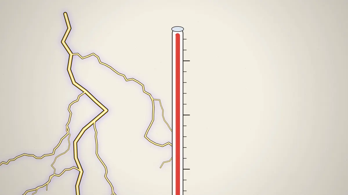 Thermometer rising as lightning heats the air to about 30,000 degrees